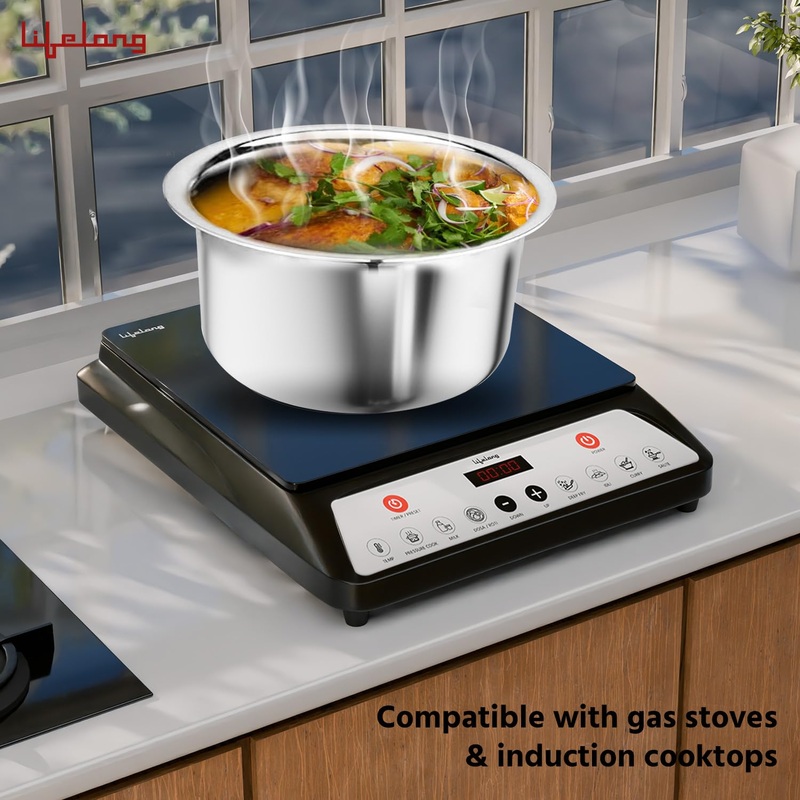 Lifelong TriPly Tope with Lid for Cooking, Stainless Steel