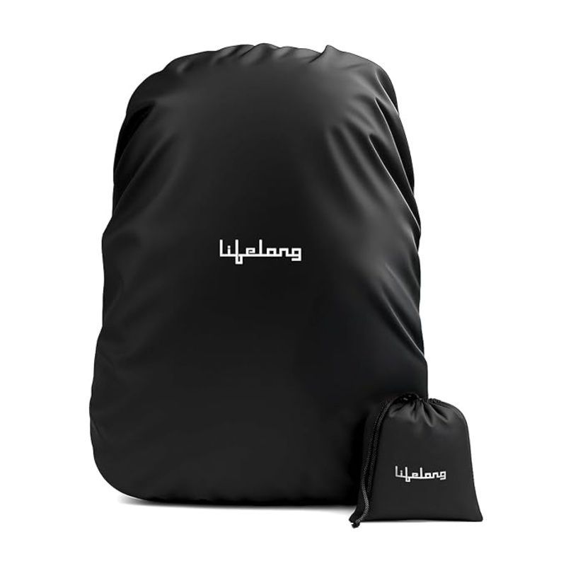 Lifelong Waterproof Backpack Rain Cover  Dustproof, Adjustable Fit for Bags up to 45L (Black)