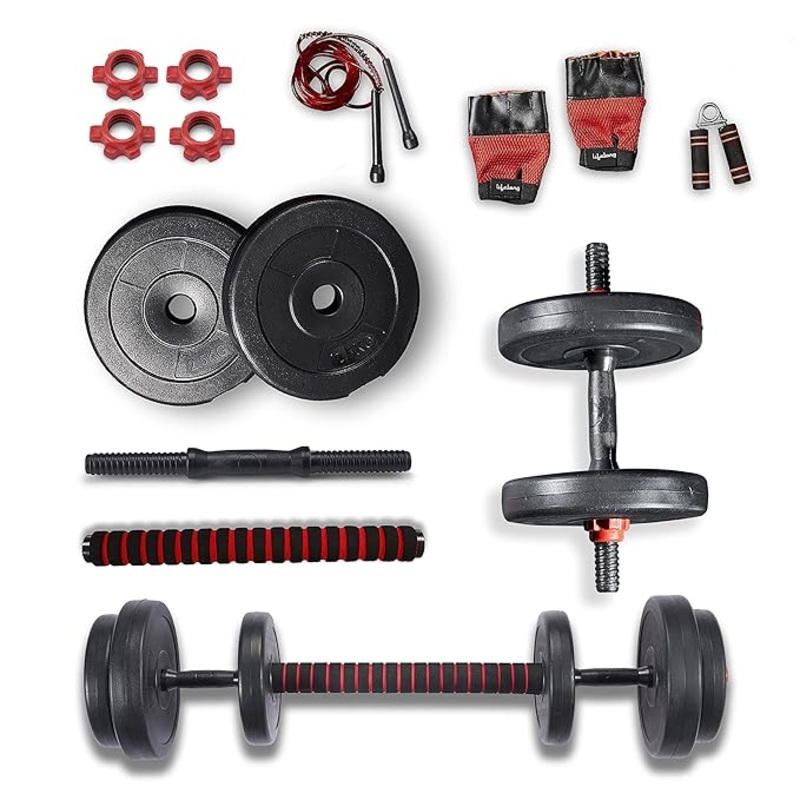 PVC Home Gym Set 10kg with Barbell & Dumbbells  Complete Workout Kit