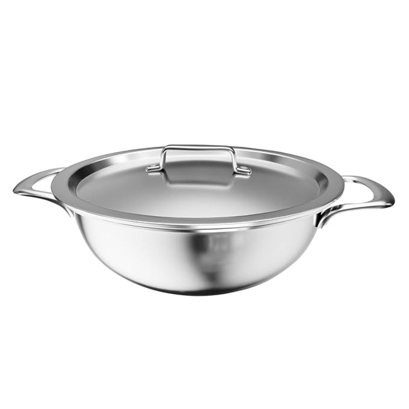 Triply Stainless Steel Deep Kadai with Lid  2.8L, 24 cm