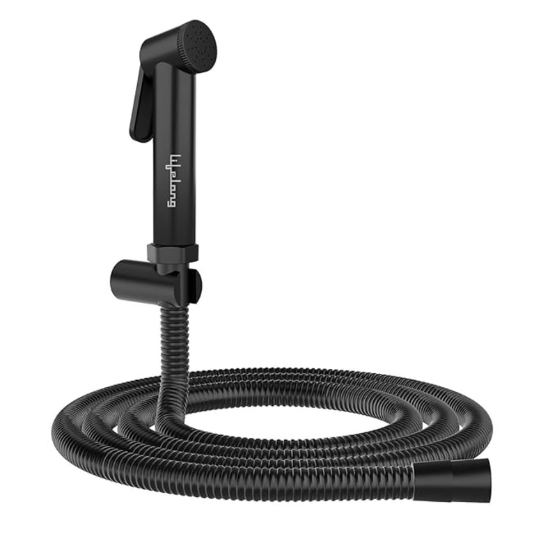 Bathroom Jet Spray  High Pressure Health Faucet with Hose & Wall Hook (Black)