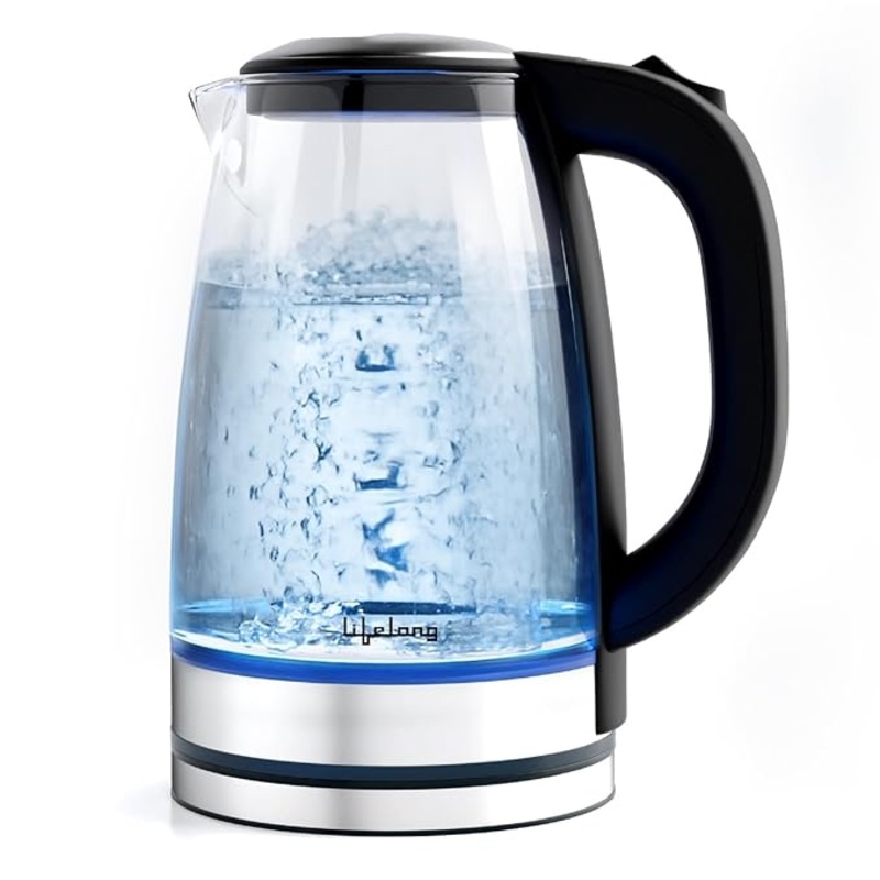 Glass Electric Kettle 1.8L  1350W Borosilicate with LED Light & Auto Shut-Off