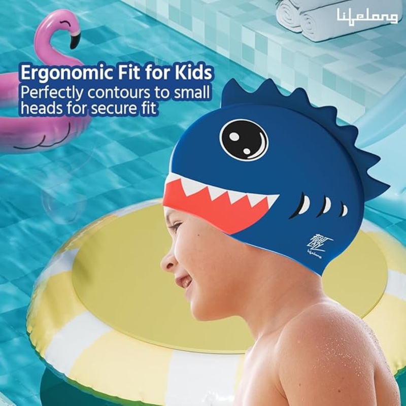 Kids Silicone Swimming Cap  Navy Blue