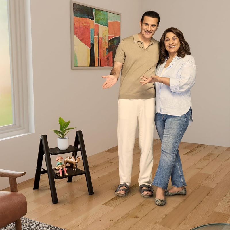 Lifelong 2-Step Steel Ladder  Foldable, Portable Multipurpose Stool, 150Kg Capacity