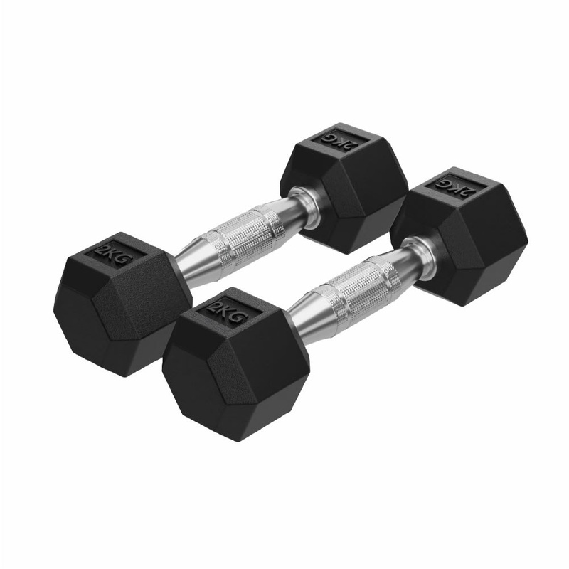 Lifelong 2kg Rubber Dumbbell Set for Home Gym – Pair (Black)