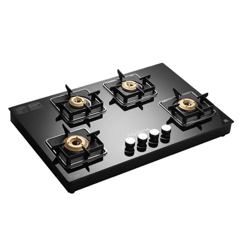 Lifelong 4 Burner Hob Gas Stove  Auto Ignition, Toughened Glass Top (LLHT008)