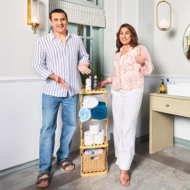 Lifelong 4-Tier Bamboo Bathroom & Countertop Organizer  Water-Resistant Eco-Friendly Storage Rack for Towels, Toiletries, Perfumes & Plants (30  29 cm)