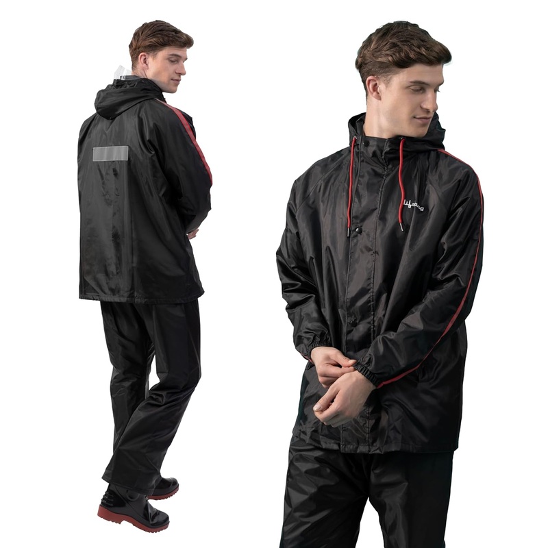 Lifelong Campaign Men’s Polyester Waterproof Standard Length Raincoat