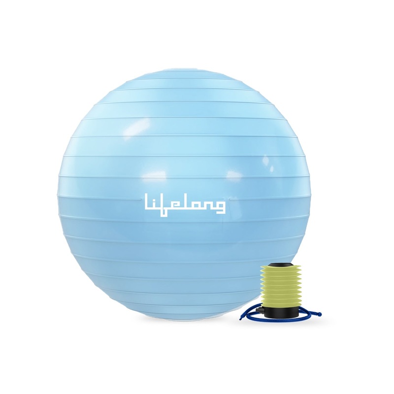 Lifelong LLFAGB65 Exercise & Stability Gym Ball – 65cm PVC AntiBurst with Foot Pump (200kg capacity)