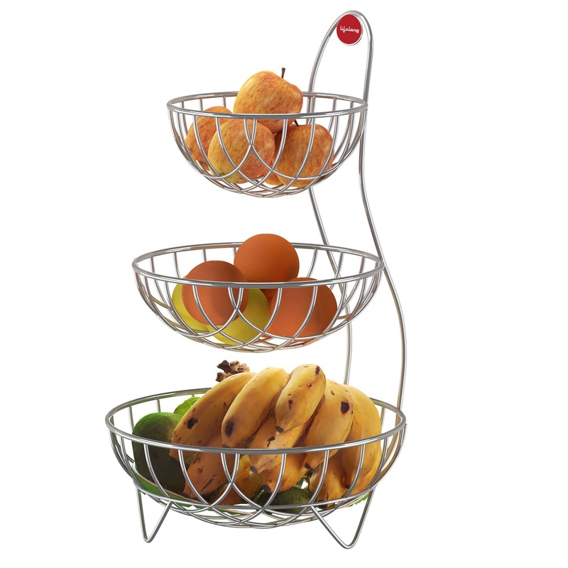 Lifelong LLKAFB01 3 Tier Steel Fruit and Vegetable Basket for Kitchen
