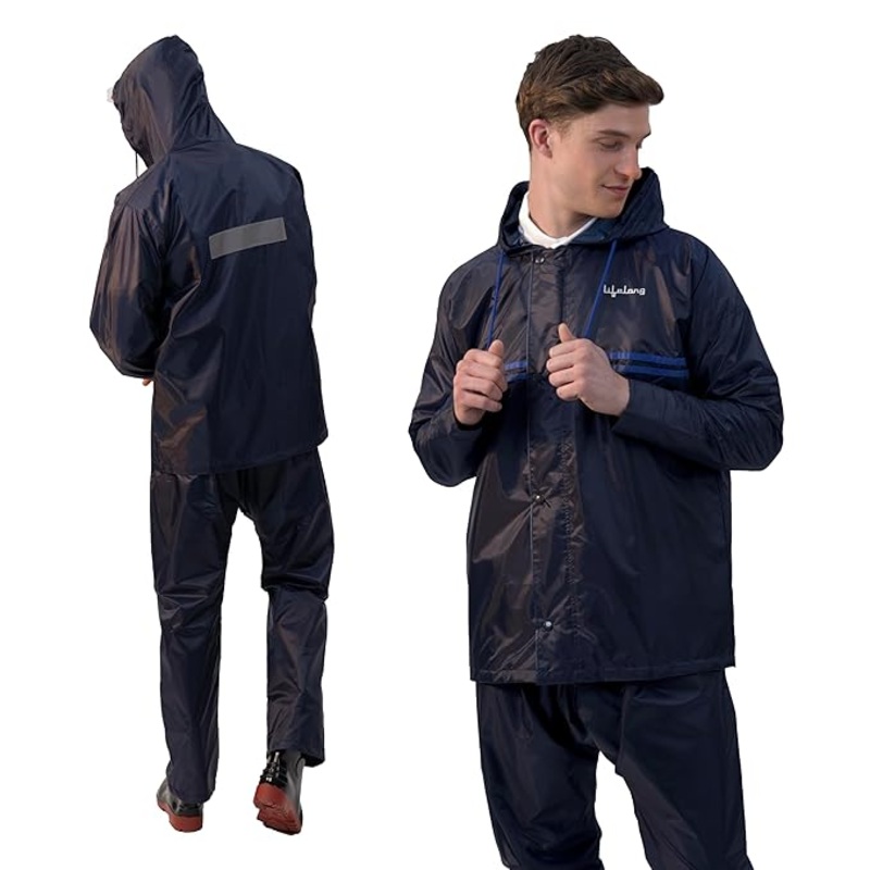 Lifelong Mens Waterproof Reversible Raincoat with Hood & Pocket  XXL Set