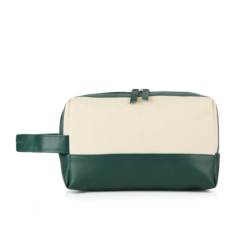 Personalised Travel Pouch  Water-Resistant Canvas Toiletry Bag (Green)