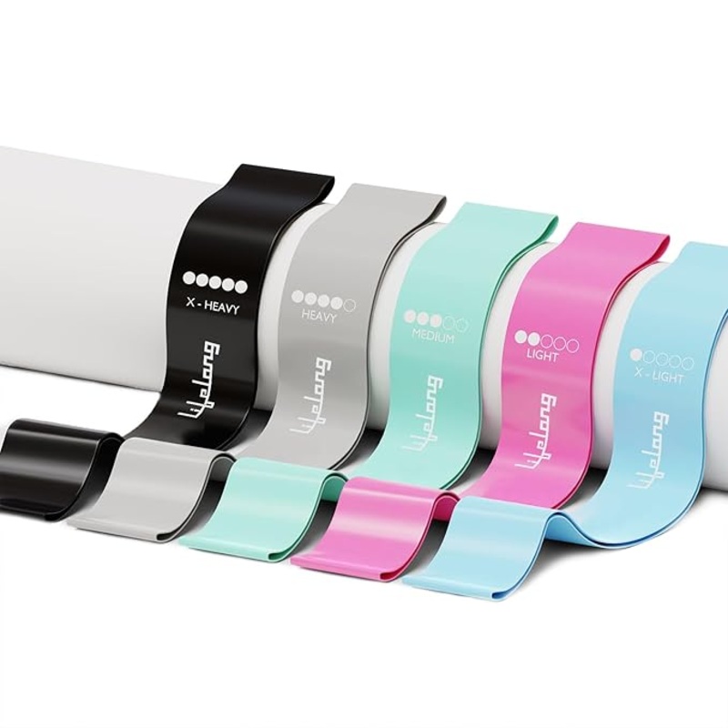 Set of 5 Resistance Bands  Non-Slip Loop Bands for Workout, Stretching & Recovery