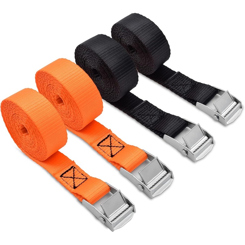 4PCS Black Orange Heavy Duty Lashing Straps