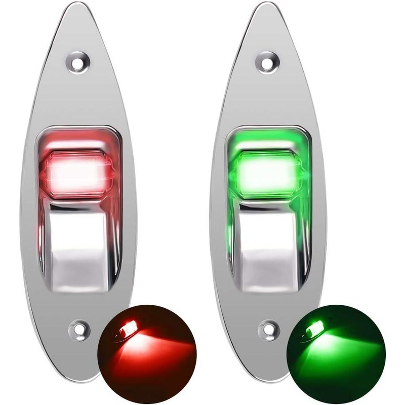 Boat Navigation Lights LED Red Green Stainless Steel 12V