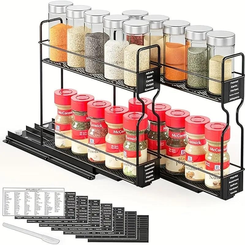 Dual-Glide Spice Rack Organizer