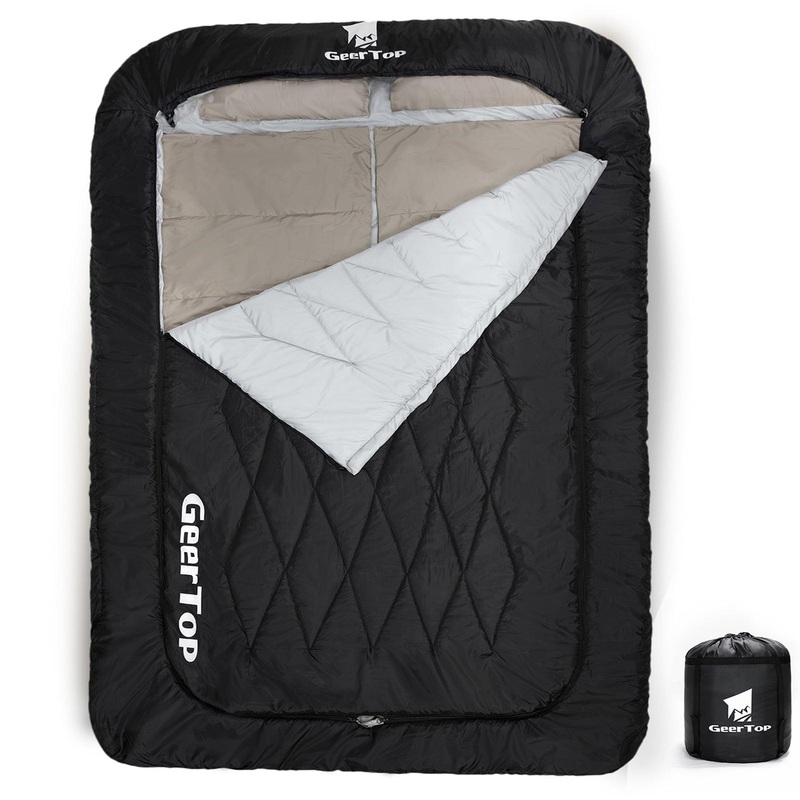 GEERTOP 2 Person Sleeping Bag with Detachable Blanket