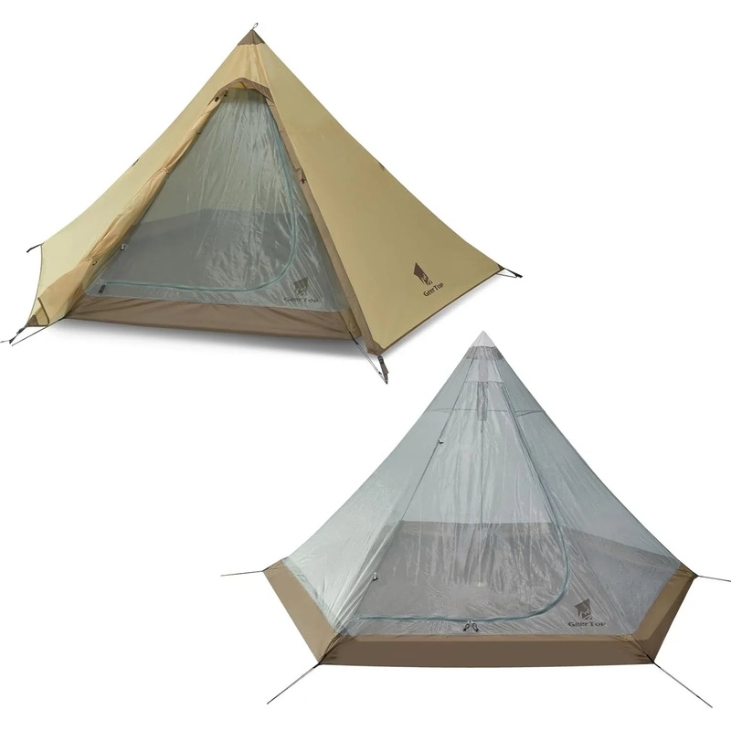 GEERTOP 4-Person Family Camping Pyramid Tent