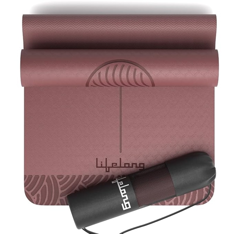 Lifelong 5mm TPE Yoga Mat  Non-Toxic, Sweat-Resistant & Portable with Carry Bag