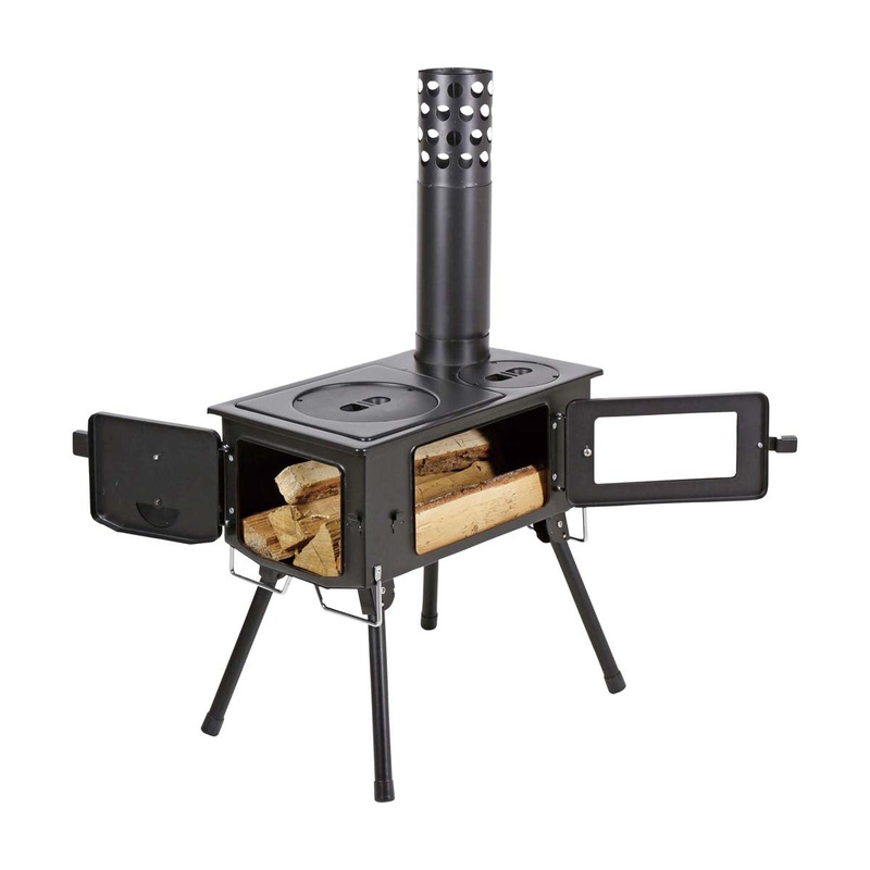 Portable Rectangular Wood Stove & BBQ Grill