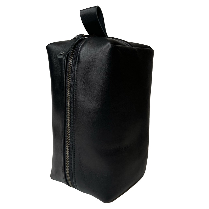 Dopp Kit / Horween Essex Rookery Leather x Buffalo Plaid Wax Canvas / Ships in 6-8 Weeks