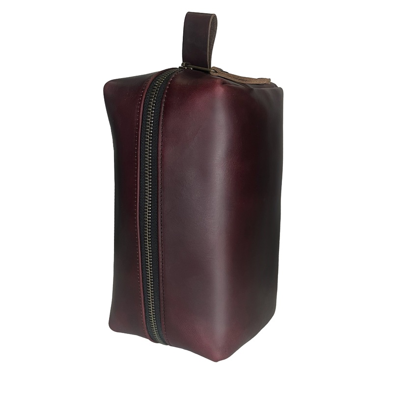 Dopp Kit / Horween Oxblood Chromexel Leather x  Japanese Train Conductor Denim / Limited Edition