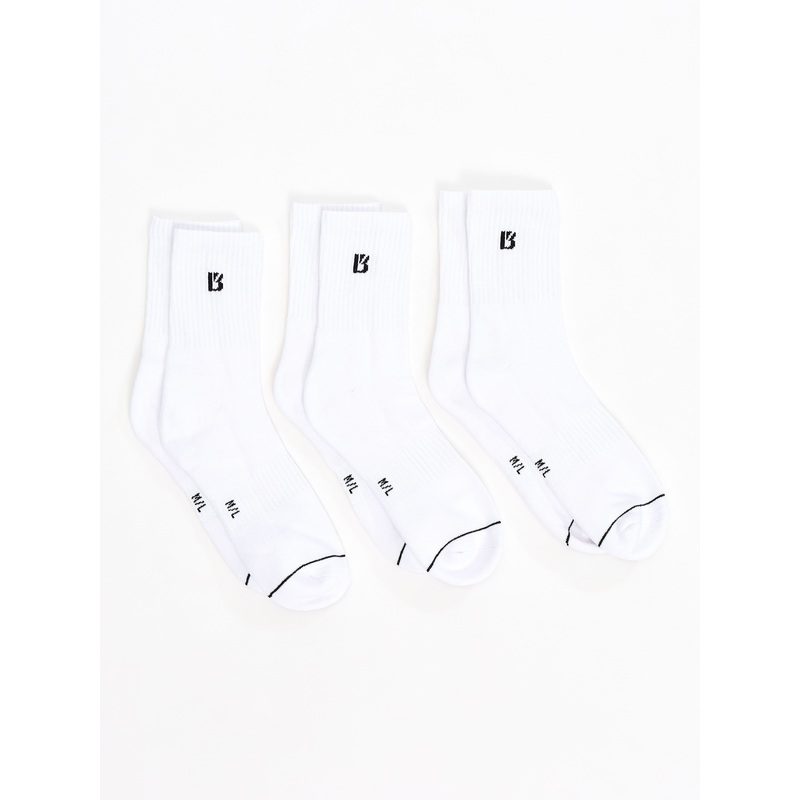3 Pack Half Crew Socks – White