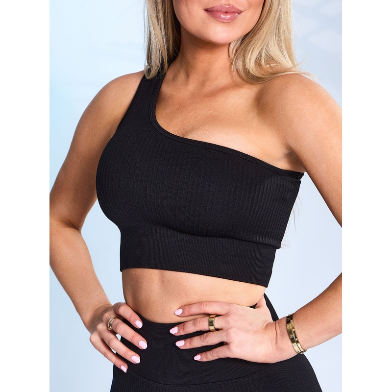 Ribbed Seamless Sports Bra – Onyx Black