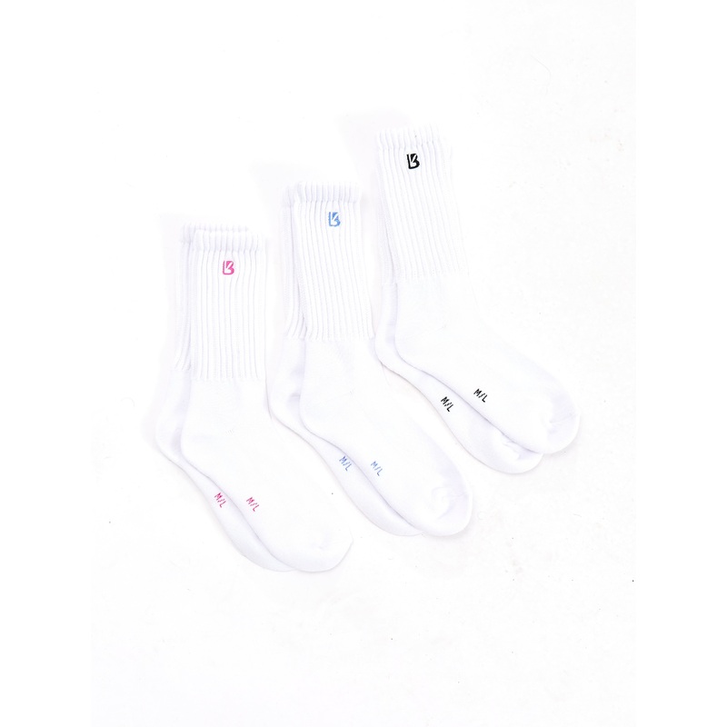 3 Pack Scrunch Socks – Multi White
