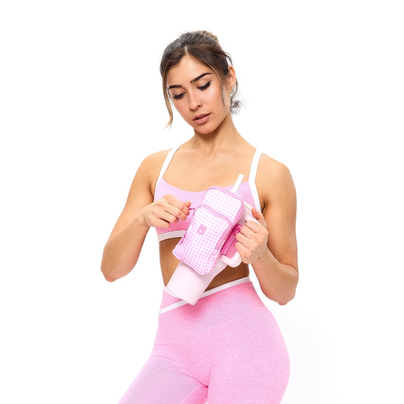 Water Bottle Sleeve – Pink Gingham