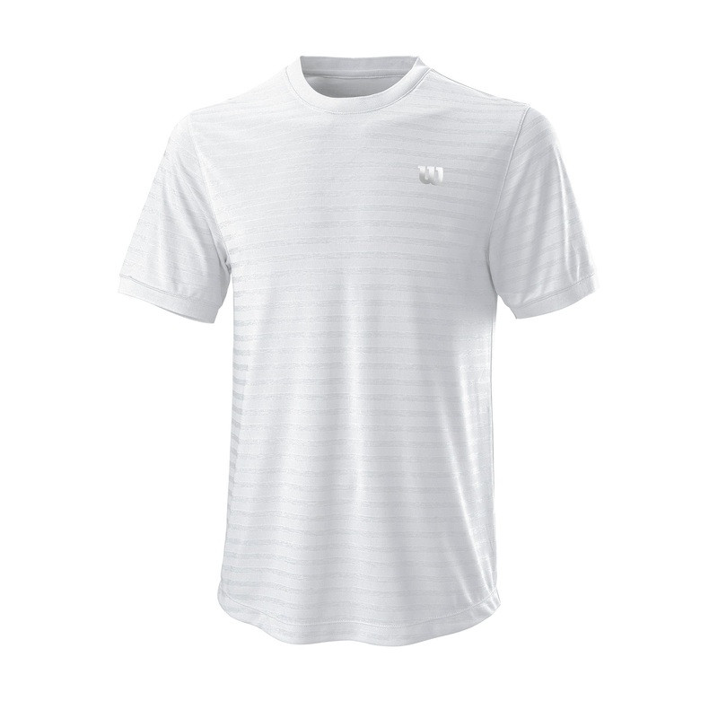 MEN’S STRIPE TENNIS CREW NECK T-SHIRT – WHITE