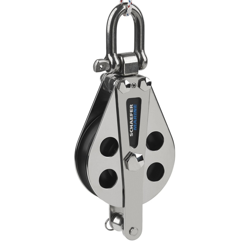 Schaefer S.S. Single 3-Way HD Block w/Becket , Alum. Sheave