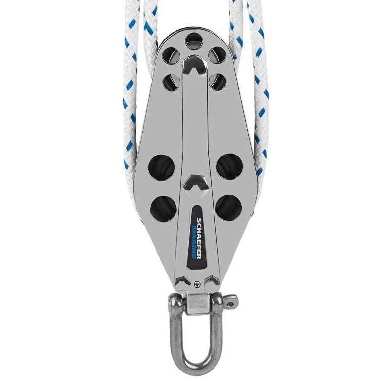 Schaefer S.S. Single 3-Way HD Fiddle Block , Alum. Sheave