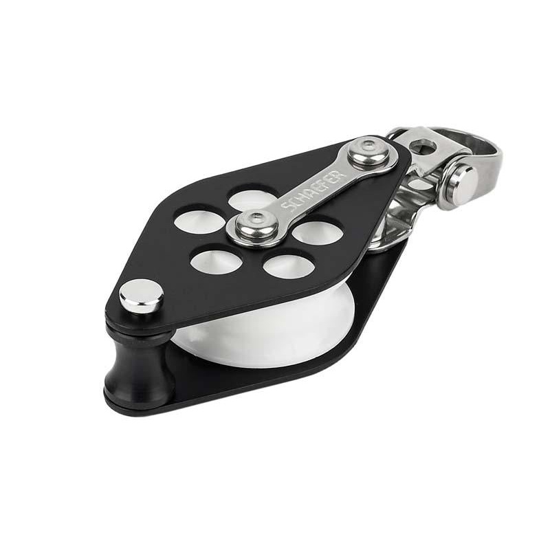 Schaefer Single Aluminum Block w/Front-Side Shackle & Becket, Sheave Dia. 1 7/16