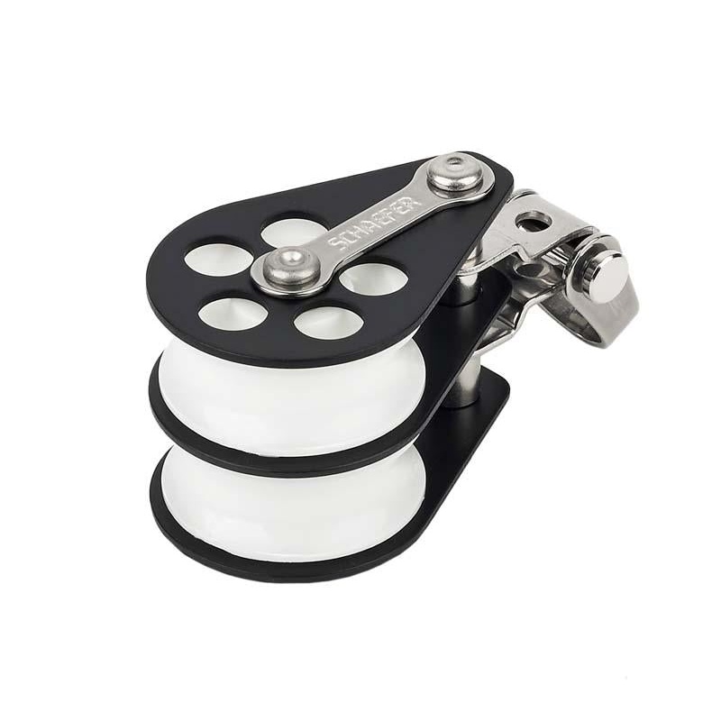 Schaefer Double Aluminum Block w/Front Side Shackle, Sheave Dia. 1 7/16