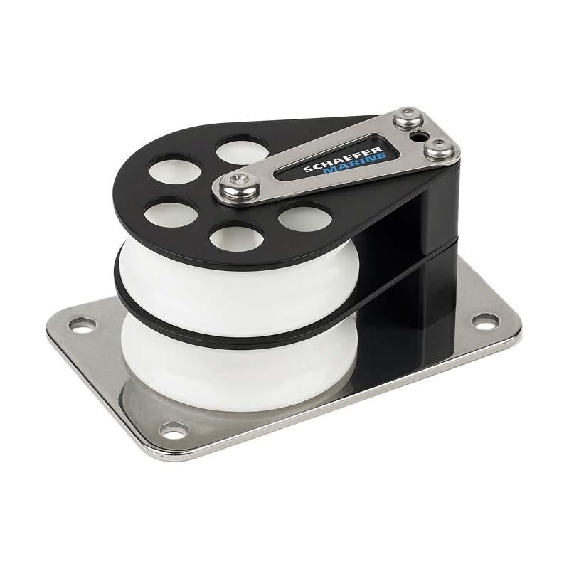Schaefer Flat Base 2 3/8 Double Sheave Aluminum Cheek