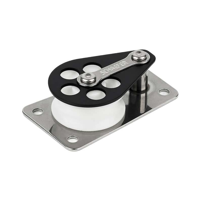 Schaefer Flat Base/Single/Delrin, Sheave Dia. 1-7/16 (37 mm)