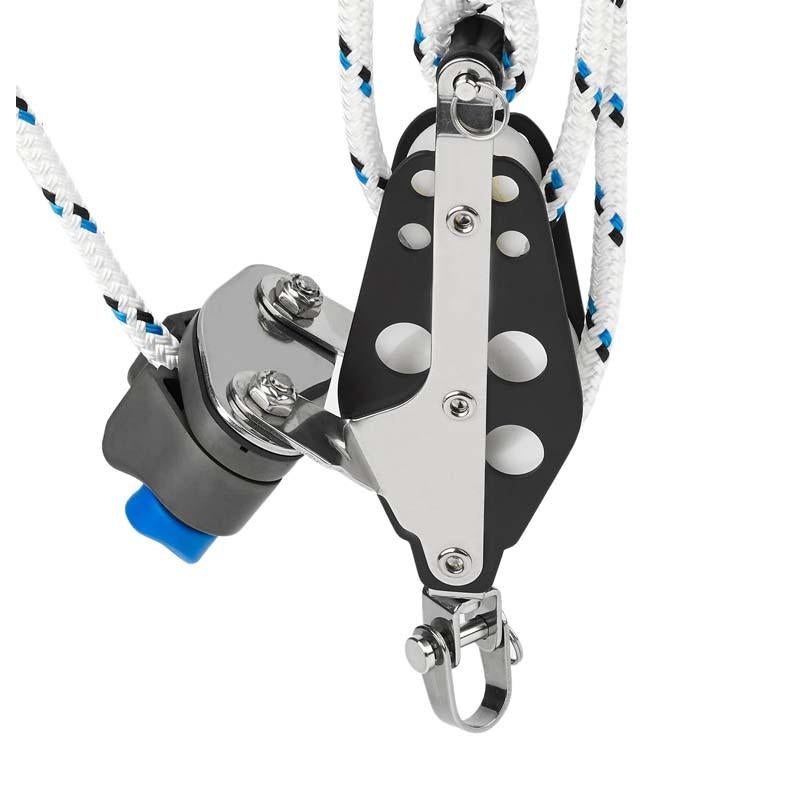 Schaefer Alum. Fiddle Block w/Swivel Shackle, Cam & Becket , Sheave Dia. 1 7/16