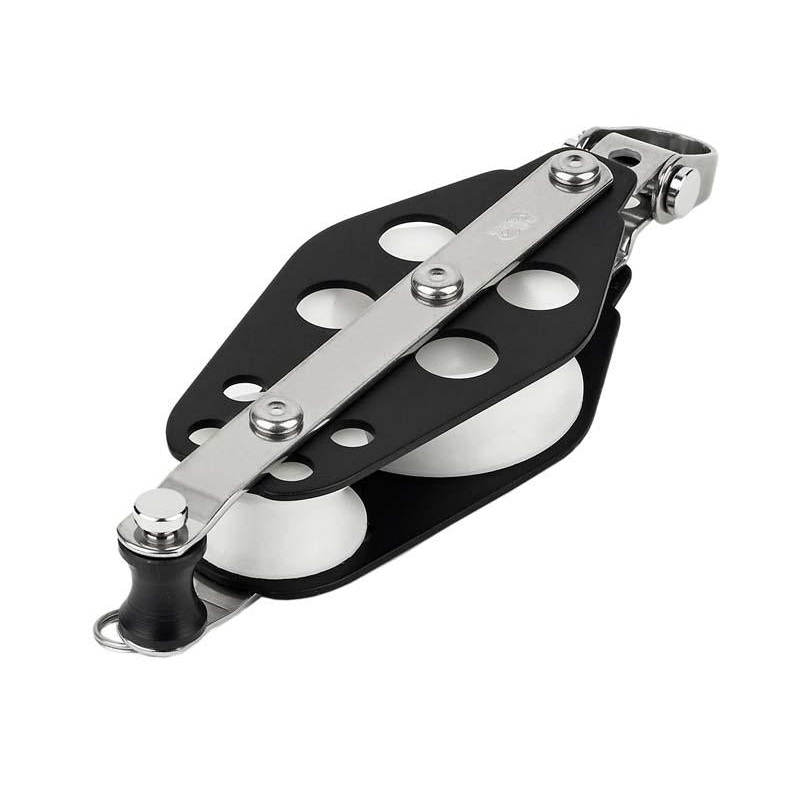 Schaefer Aluminum Fiddle Block w/Front Side Shackle & Becket, Sheave Dia. 1 7/16