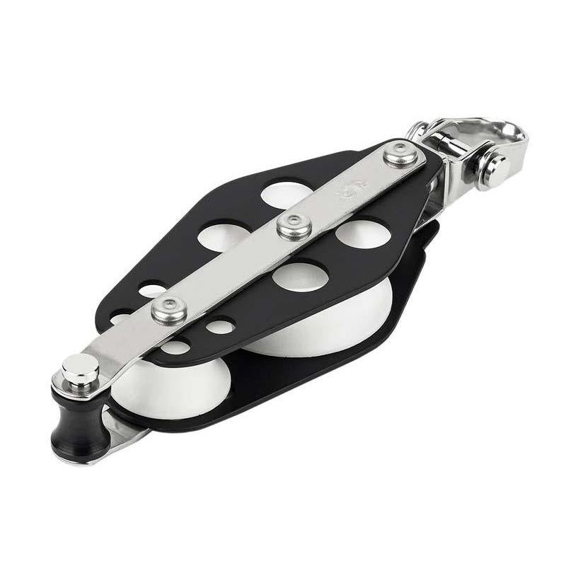 Schaefer Aluminum Fiddle Block w/Swivel Shackle & Becket, Sheave Dia. 1 7/16