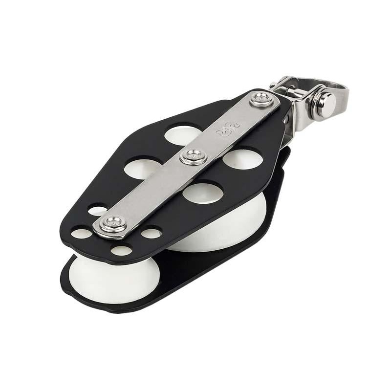 Schaefer Double Aluminum Fiddle Block w/Swivel Shackle, Sheave Dia. 1 7/16