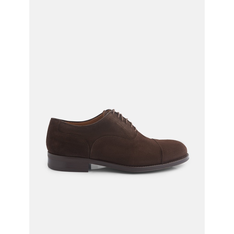 Zapato clasico ante cordones marron oscuro