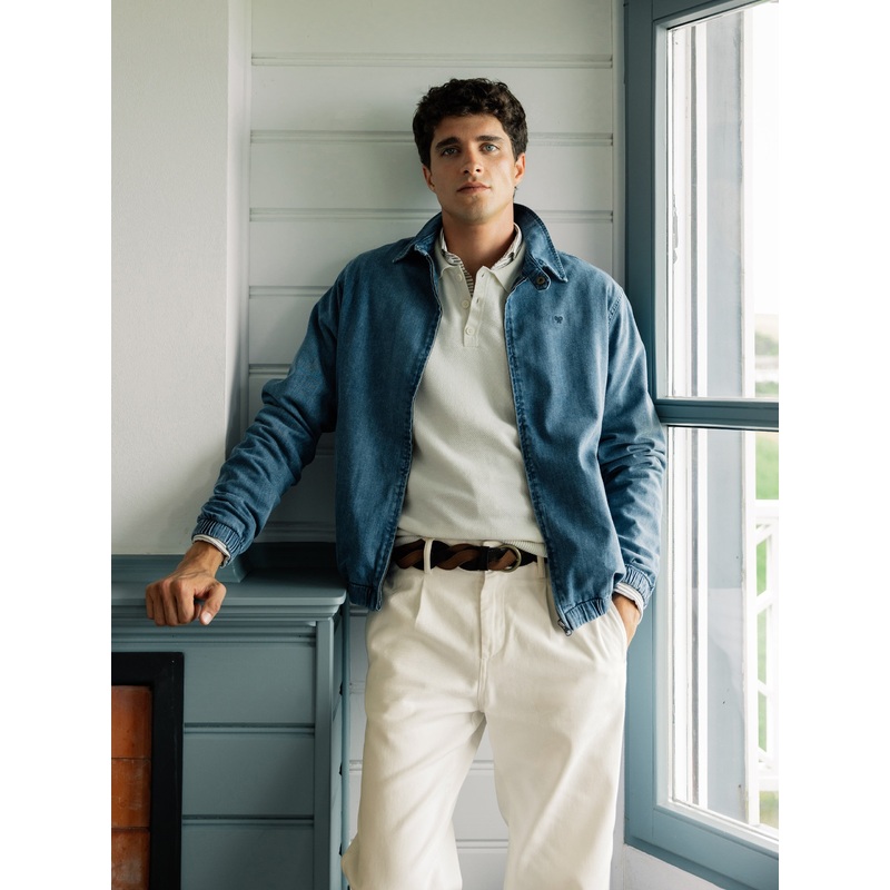 Bomber vaquera desgastada azul