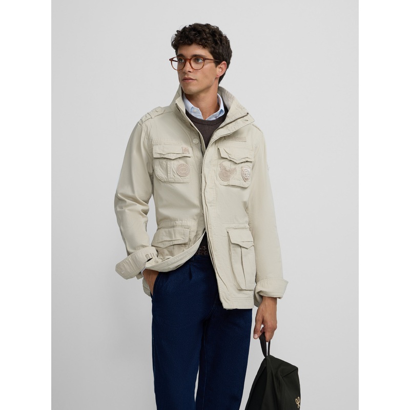 Chaqueta militar parches dye beige