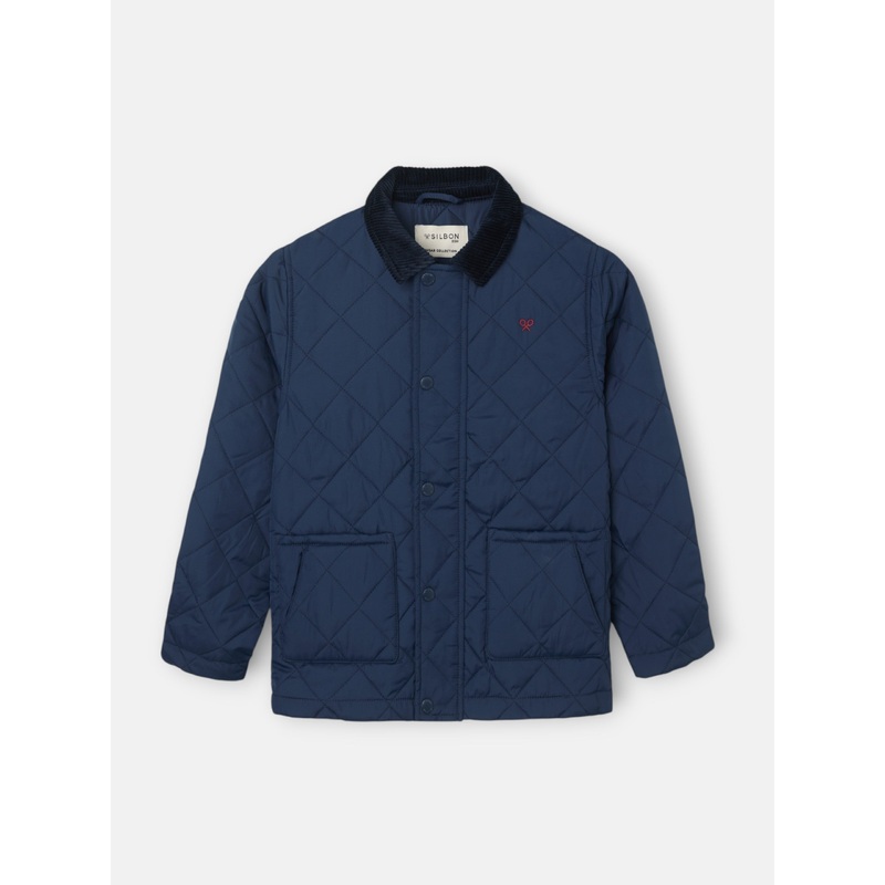 Abrigo kids acolchado cuello pana azul marino