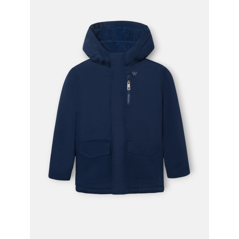 Abrigo kids capucha bolsillos azul marino