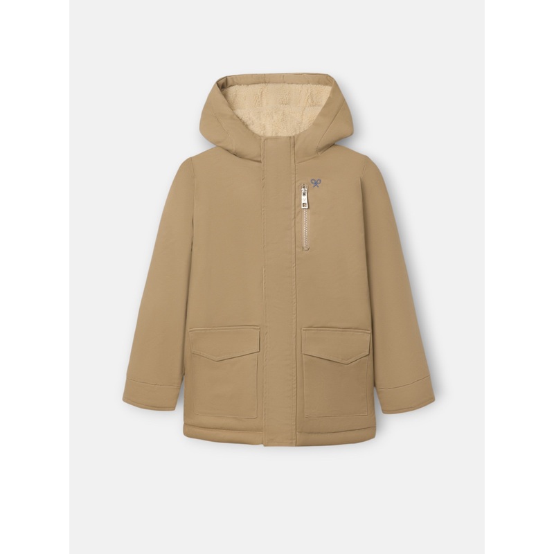 Abrigo kids capucha bolsillos beige medio