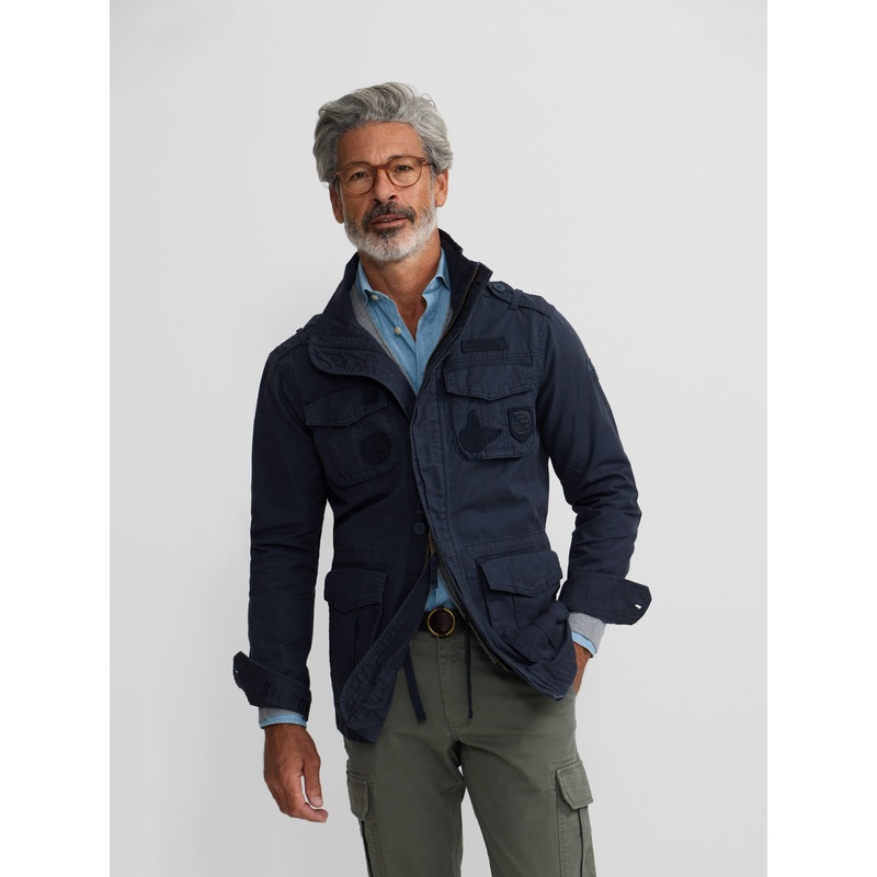 Chaqueta militar parches dye azul marino