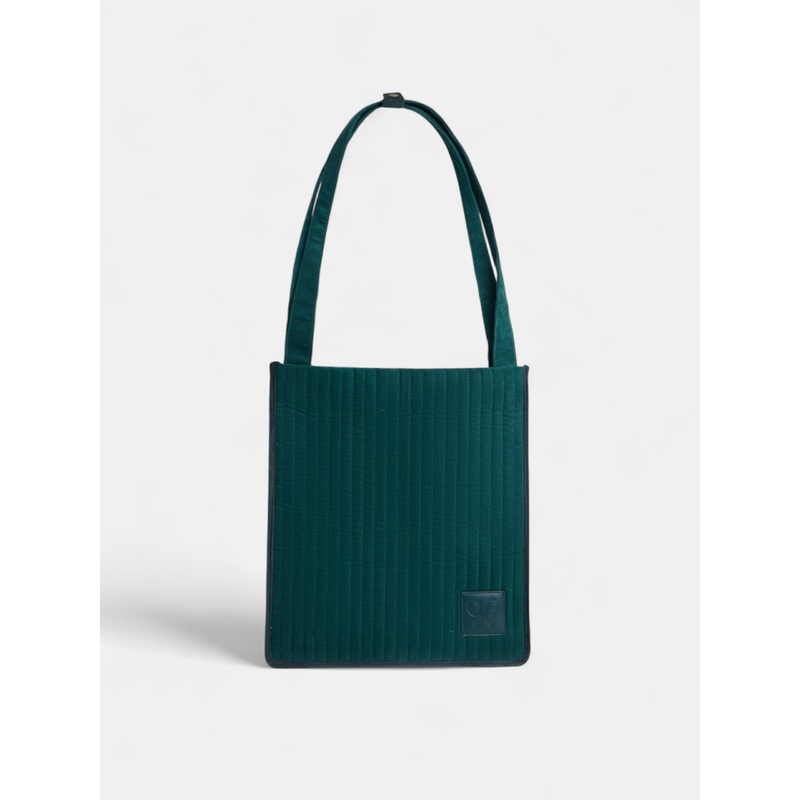 Funda portatil acolchada pana verde