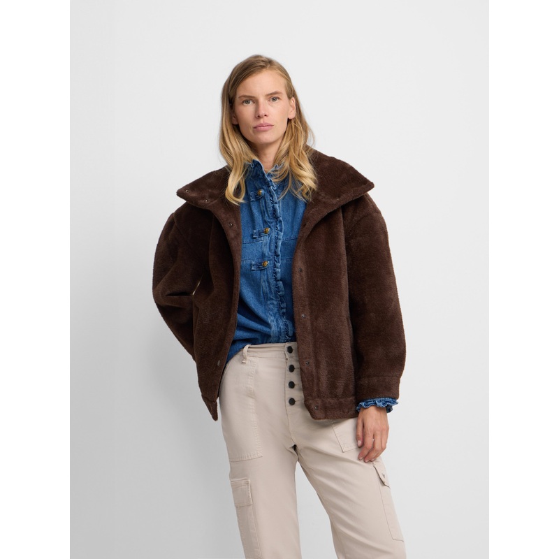 Chaqueta corta pelo marron|XS|S|M|L|XL|MARRON